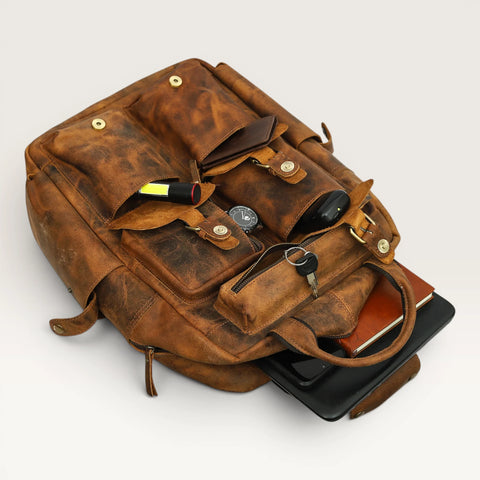Michael Genuine Leather Backpack Unisex Multifunctional