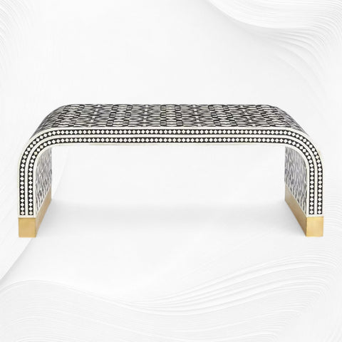 Moroccan Inlay Waterfall Coffee Table Black | Black And White Bone Inlay Coffee Table