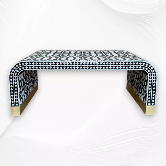 Moroccan MOP Inlay Waterfall Coffee Table Black