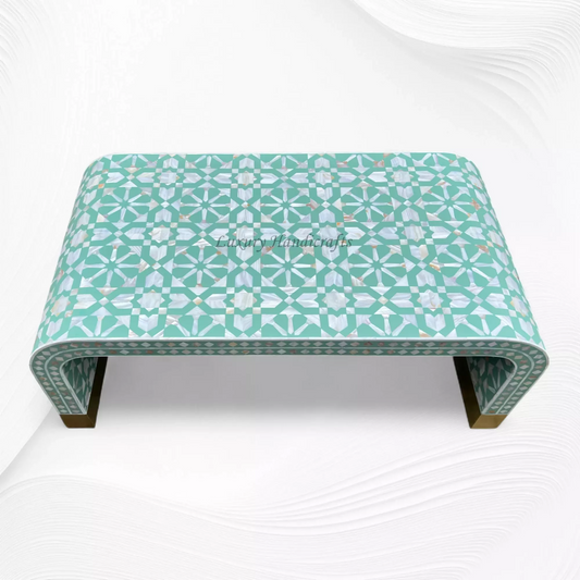 Moroccan MOP Inlay Waterfall Coffee Table Green