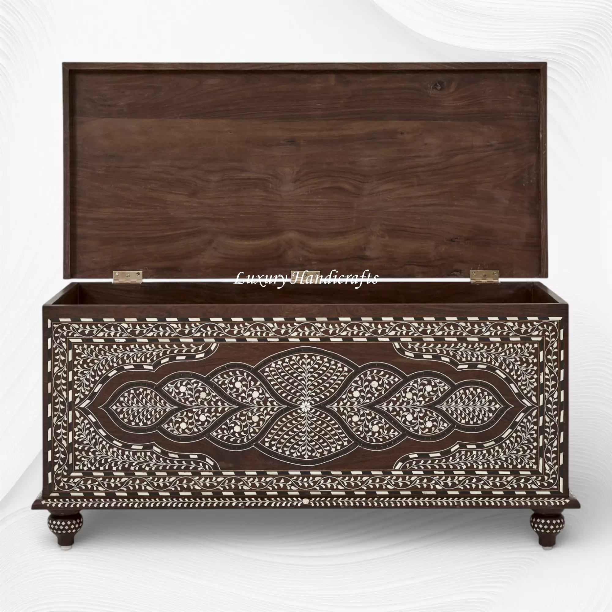 teakwood bone inlaid trunk walnut