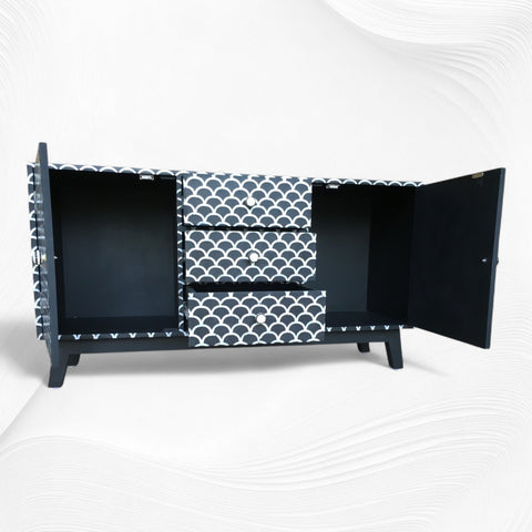 Mother of Pearl Inlay Fish Scale Cabinet Black