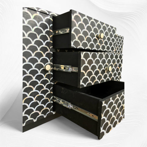 Mother of Pearl Inlay Fish Scale Cabinet Black