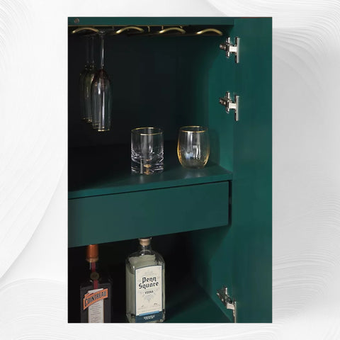 Optical Inlay Bar Cabinet Black