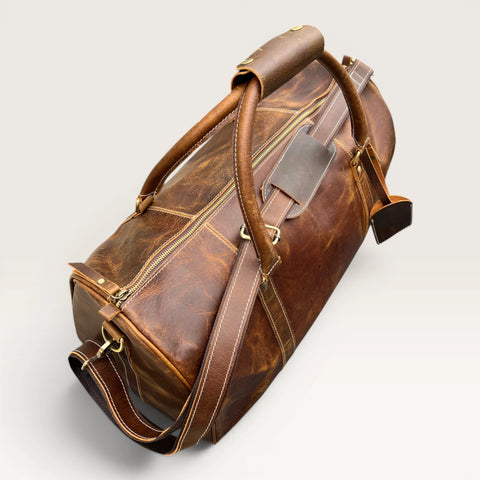 Owen Genuine Leather Duffle Bag Brown