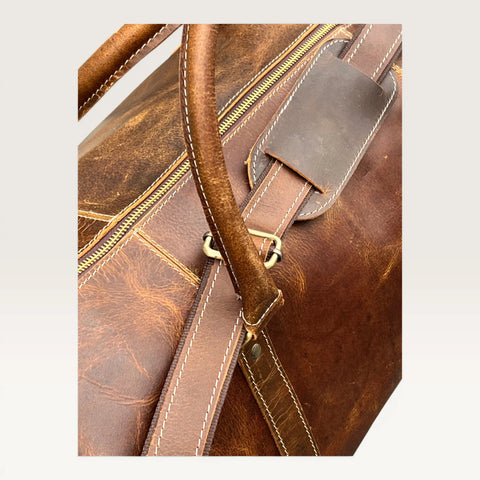 Owen Genuine Leather Duffle Bag Brown