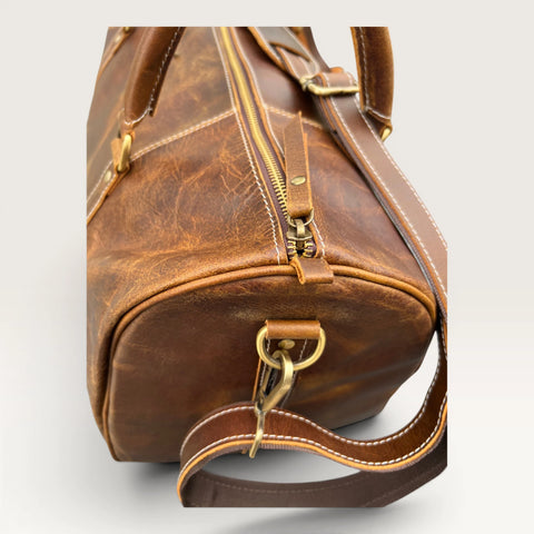 Owen Genuine Leather Duffle Bag Brown