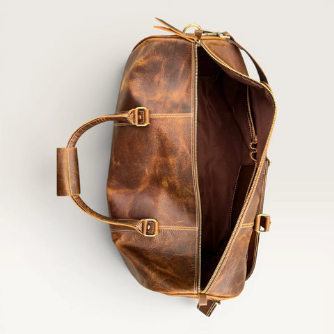 Owen Genuine Leather Duffle Bag Brown