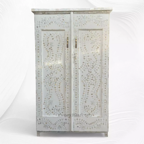 Petra Mother of Pearl Inlay Wardrobe White