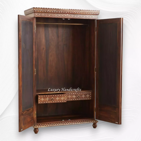 Phoebe Teakwood Bone Inlay Armoire