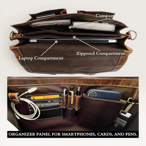 Rover Hunter Leather Messenger Bag Brown
