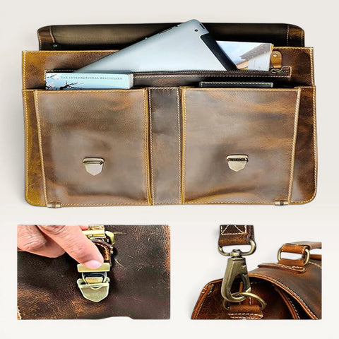 Rover Hunter Leather Messenger Bag Brown
