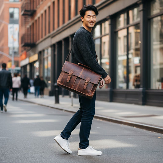Rover Hunter Leather Messenger Bag Mulberry