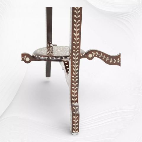 Rudra Teakwood Bone Inlay Patio Table Walnut