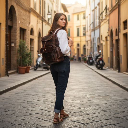 Sakura Top Grain Leather Backpack