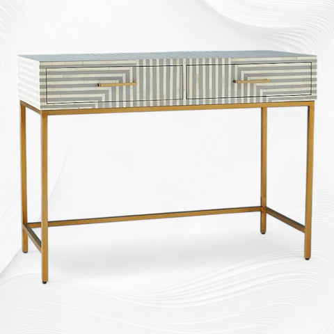 Savi Stripe Bone Inlay Desk Grey