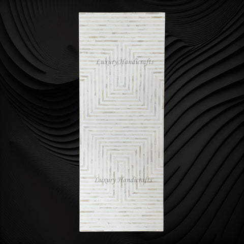 Stripe Bone Inlay Coffee Table White