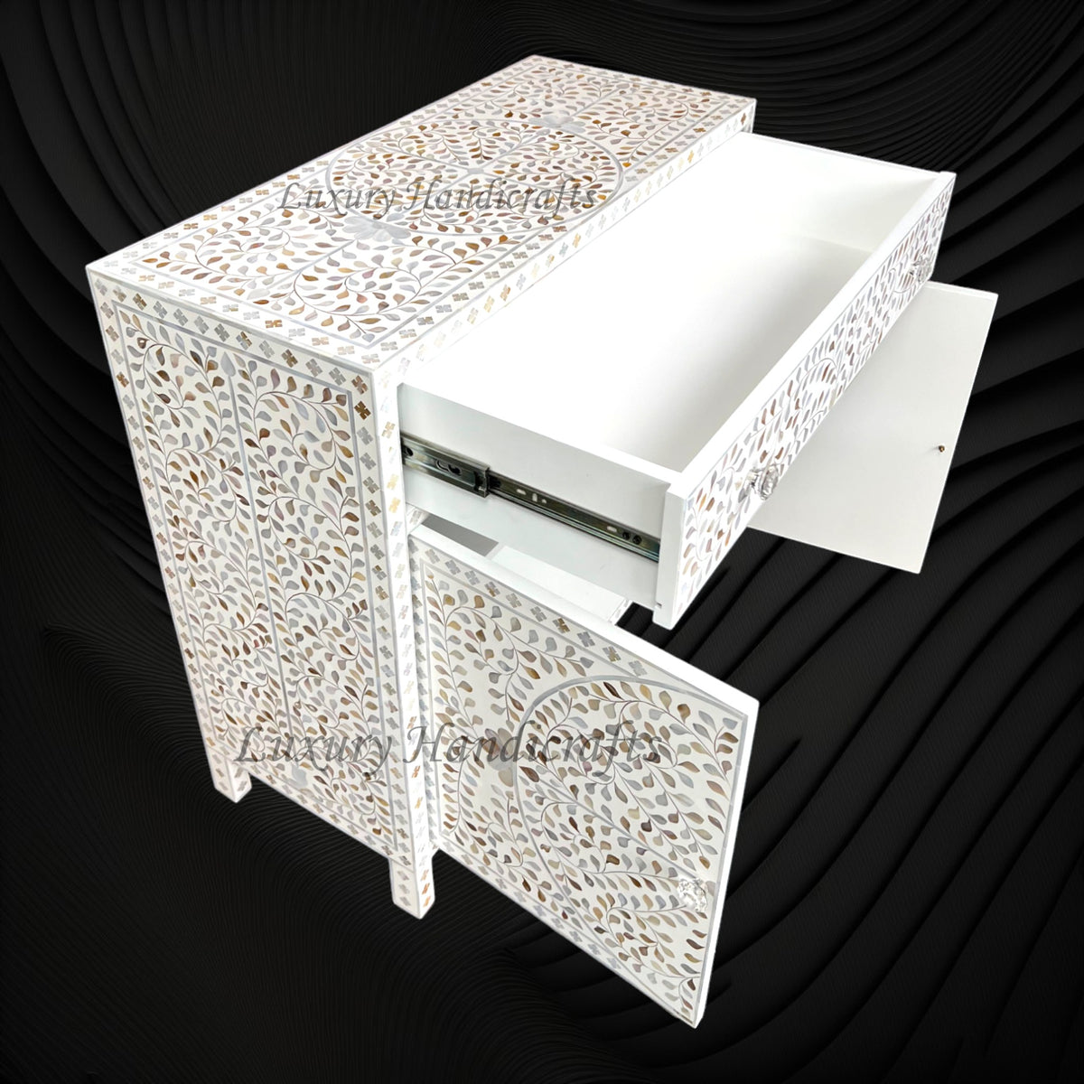 Scroll Vine MOP Inlay Cabinet White – luxuryhandicrafts.in