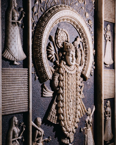 Shrinathji Marble Carved Wall Panel