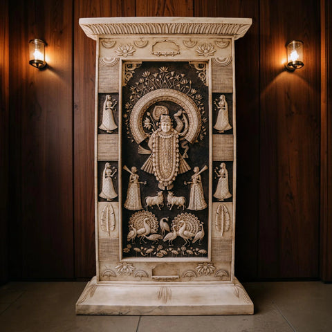 Shrinathji Marble Carved Wall Panel