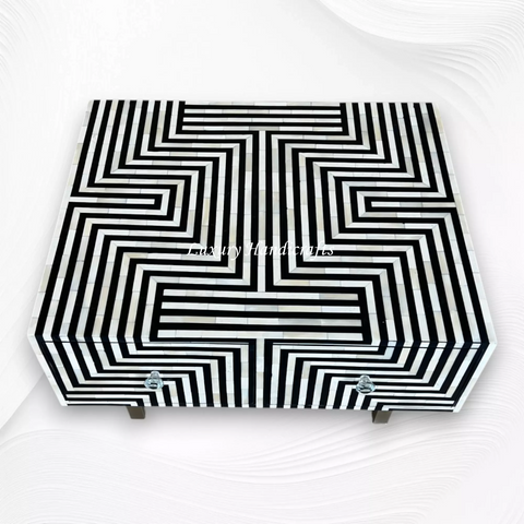 Stripe Bone Inlay Coffee Table Black