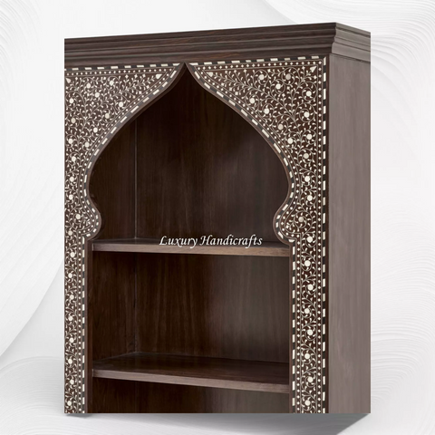 Teakwood Bone Inlay Bookshelf Walnut