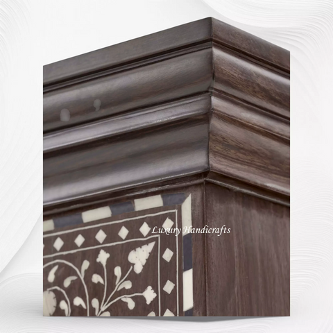 Teakwood Bone Inlay Bookshelf Walnut