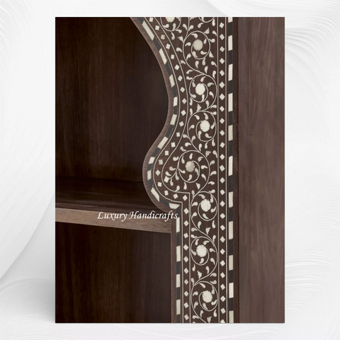 Teakwood Bone Inlay Bookshelf Walnut