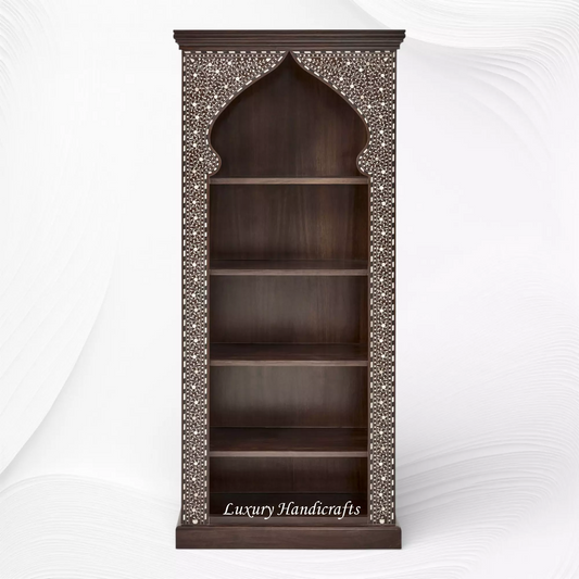 Teakwood Bone Inlay Bookshelf Walnut