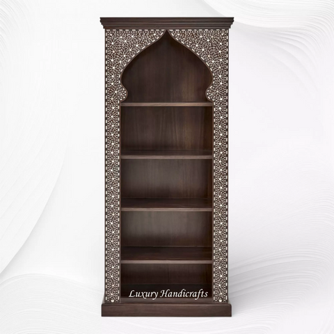 Teakwood Bone Inlay Bookshelf Walnut
