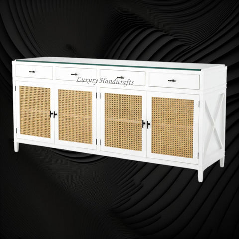 Texas Cane Credenza White