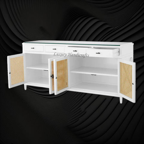 Texas Cane Credenza White