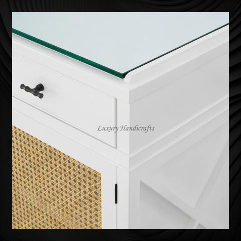 Texas Cane Credenza White