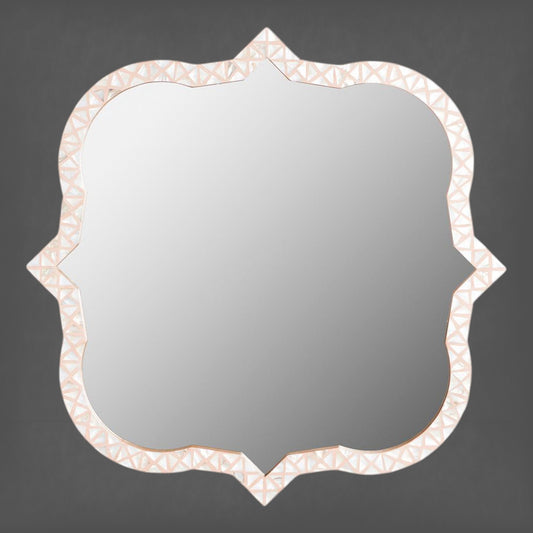 Triangle Mother Of Pearl Inlay Mirror - Nude Pink