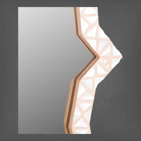 Triangle Mother Of Pearl Inlay Mirror - Nude Pink