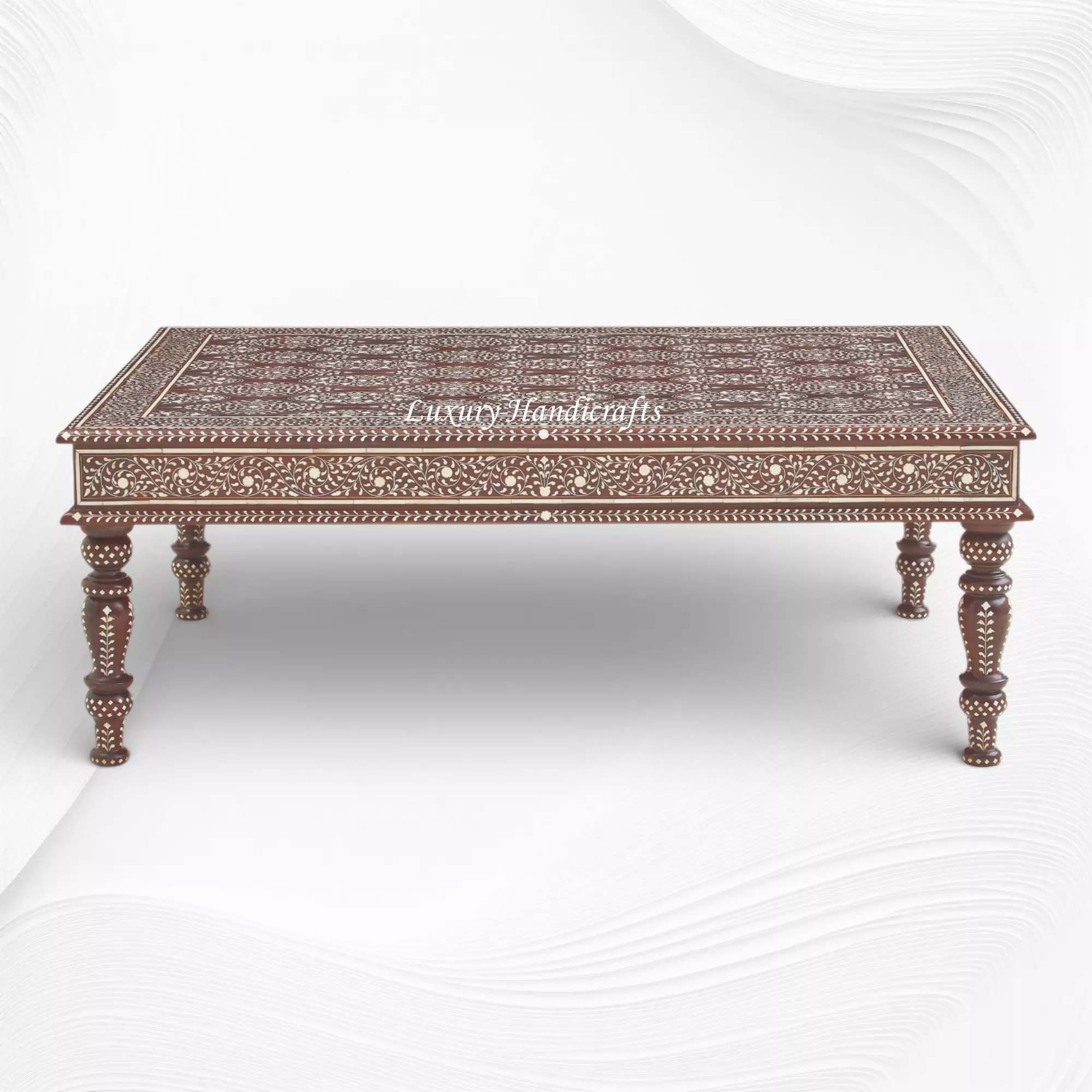 Handcrafted Bone Inlay Coffee Table