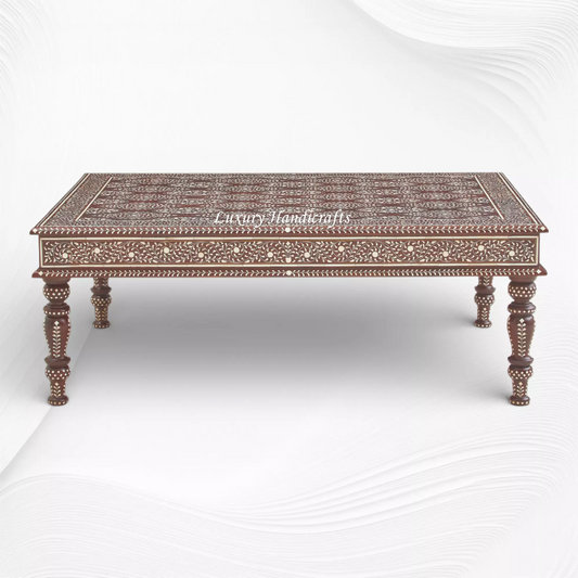 Handcrafted Bone Inlay Coffee Table
