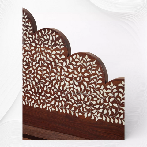 Vyom Bone Inlaid Teakwood Bed Walnut