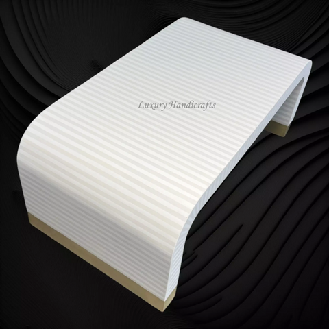 Waterfall Bone Inlay Coffee Table White