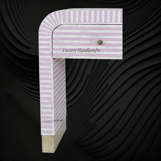 Bone Inlay Waterfall 2 Drawers Console Pink