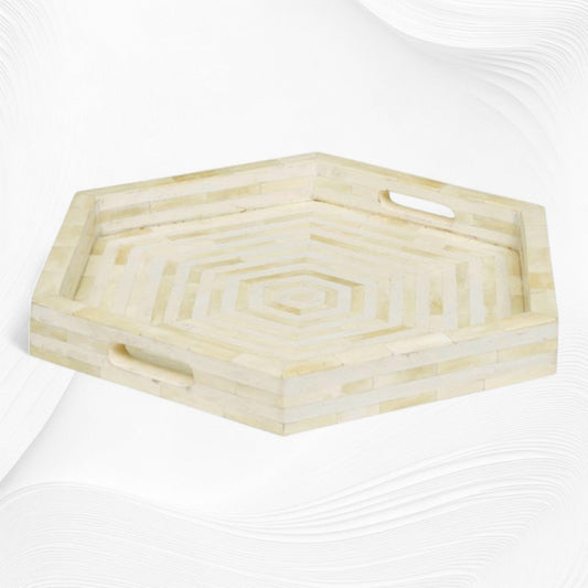 White Bone Inlay Tray Stripe Hexagon | White Bone Inlay Tray
