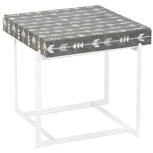 Mother Of Pearl Inlay Arrow Side Table Grey