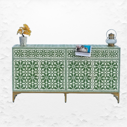 Bone Inlay Moroccan Buffet Green