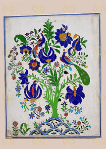 Glass Inlay Thikri Work Of Peacock Design On White Background