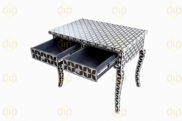 Black Mother Of Pearl Inlay Star Desk And Chair Combo