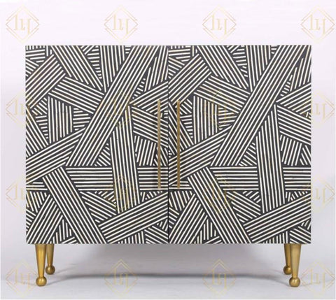 Optical Bone Inlay 2 Door Sideboard Black