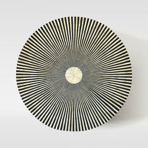 Bone Inlay Round Stripe Coffee Table Black