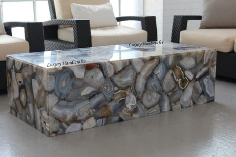 Grey Agate Geode Rectangle Coffee Table