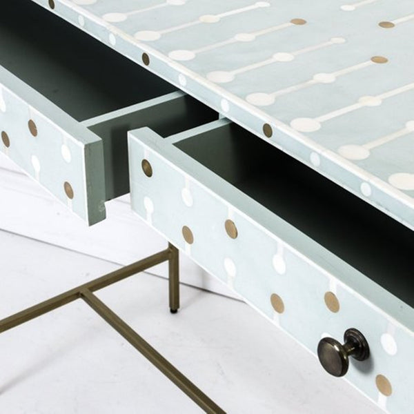 Bone Inlay Console Sprout Design in Slate Blue