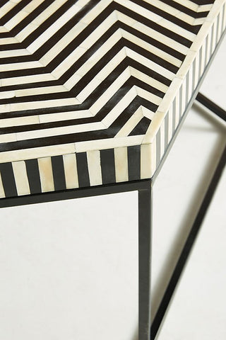 Bone Inlay Hexagonal Stripe Center Table Black